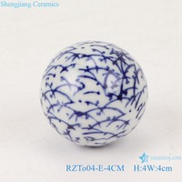RZTo04 — jolie boule en céramique bleu et blanc, 4CM, ornement d'arbre de noël