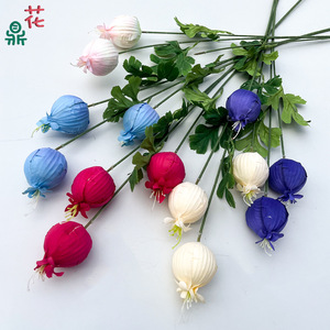 Silk Pomegranate <b>Flower</b> <b>Single</b> Branch Artificial Fruit Wedding Decoration Three Headed For Wedding Arrangement - Product Image 1