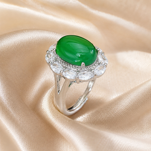 Anello retrò con pietra verde, design classico, gioiello da donna per l'uso quotidiano - Product Image 5