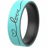 Bague en silicone gravée au laser OEM pour elle - Bague d'anniversaire bicolore personnalisée avec logo, alliance de fiançailles et de promesse en caoutchouc pour femme