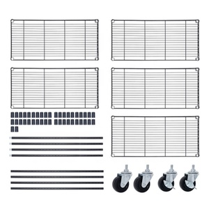 Venta al por mayor de estantes de alambre comercial ventilados recubiertos de polvo negro tienda de estanterías ajustables - Product Image 3