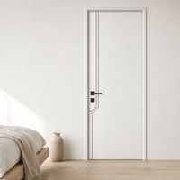 Porte intérieure en MDF mélaminé blanc, design simple sans peinture, porte de chambre à coucher encastrée, taille personnalisée pour hôtel et appartement