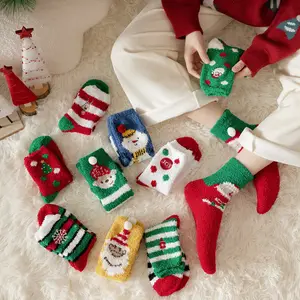 Рождественские носки, оптовая продажа, плотные Хлопковые вязаные носки, забавные Веселые носки, модные популярные мужские и женские носки