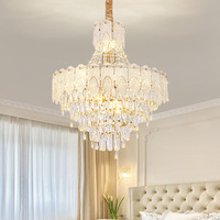 Lustre circulaire moderne de luxe en cristal pour salon, escalier duplex, salle à manger minimaliste, couloir, style crème