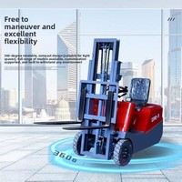 Chariot élévateur électrique compact à trois roues, capacité 1 tonne, avec pneus pleins en caoutchouc pour la manutention en entrepôt