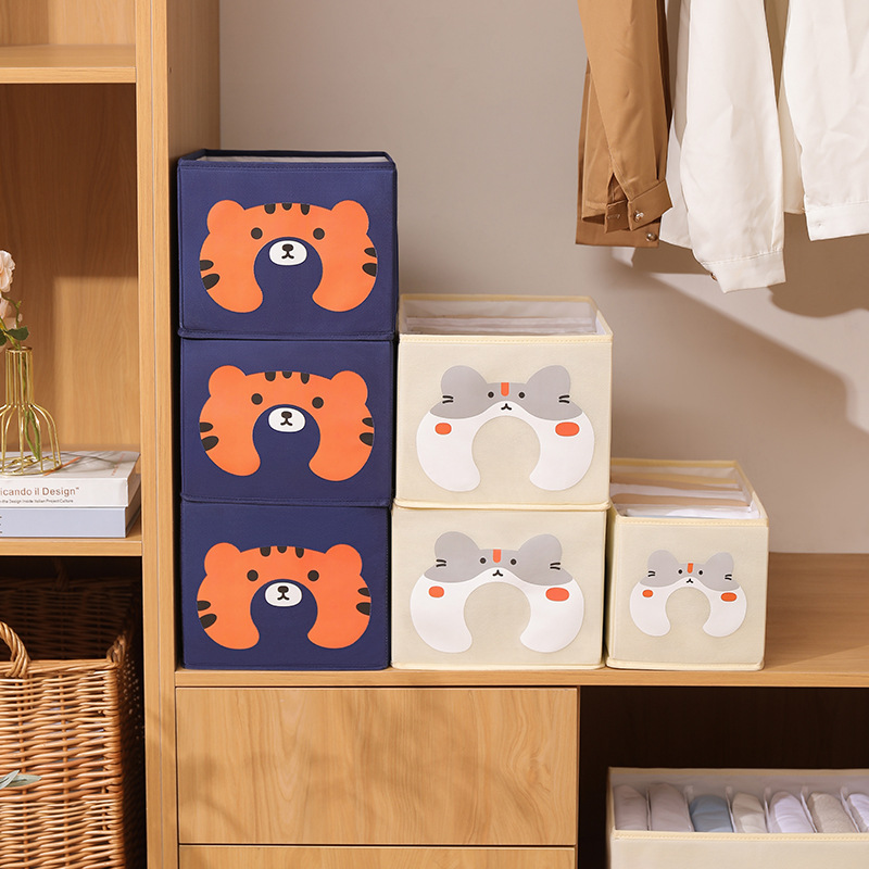 Thick non woven fabric foldable storage folding box bin cubes basket collapsible toy storage box sturdy under bed storage box
