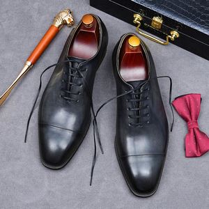 Chaussures Oxford en cuir véritable clair pour hommes - Bout renforcé, doublure en cuir de vachette, style professionnel, tendance britannique - Product Image 2