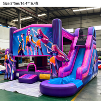 Château gonflable commercial K-POP Demon Theme violet pour enfants avec toboggan, idéal pour la location