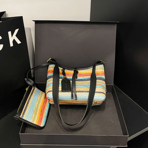 Borsa Tote in materiale PU di fascia alta modello 2025. Tessitura simile alla paglia. Con una cerniera. Può essere trasportato da sling.1032 - Product Image 2