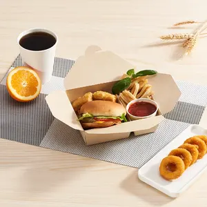 Биоразлагаемая перерабатываемая коробка для пищевых продуктов из крафт-бумаги, коробки для пищевых продуктов, картонная упаковка для пищевых продуктов, коробки для фаст-фуда для ресторанов