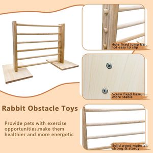 Juguetes de Ejercicio de Obstáculos para Conejos de <span class=keywords><strong>Bambú</strong></span> y Madera, Obstáculos de Salto de Altura Ajustable y Portátiles para Conejos - Product Image 3