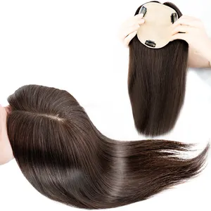 Vietnamese Women Topper 100% Indian Human Hair Toupee Silk PU Skin Base Free Part Swiss Clip in Hair Extensions For Ha