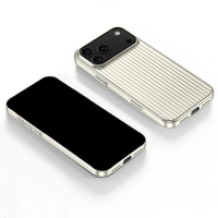 Coque de téléphone anti-taches à rayures 3D pour iPhone 17 Pro 16 15 Pro 14 Plus 17 Air, peinture métallique, chargement sans fil, protection PC anti-poussière