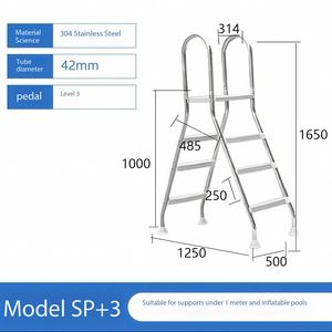 Échelle de <span class=keywords><strong>piscine</strong></span> en acier inoxydable 304/316 double face 1,0 mm pré-assemblée antidérapante facile à installer <span class=keywords><strong>pour</strong></span> <span class=keywords><strong>piscine</strong></span> spa - Product Image 3