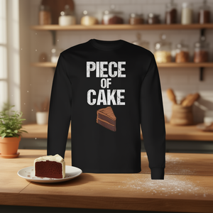 Maglietta a maniche lunghe Piece Of Cake per gli amanti dei dolci, divertente design grafico - Product Image 3