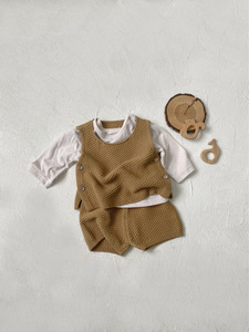 Conjunto de 2 Piezas para Bebé, <span class=keywords><strong>Chaleco</strong></span> y Pantalones Cortos Tejidos, 100% Algodón, Sin Mangas, Suéter de Verano Suave y Cálido para Niños y Niñas - Product Image 5