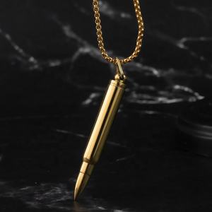 Collier pendentif en acier inoxydable en forme de balle, urne commémorative pour animaux de compagnie, bijoux couleur or pour cendres - Product Image 1