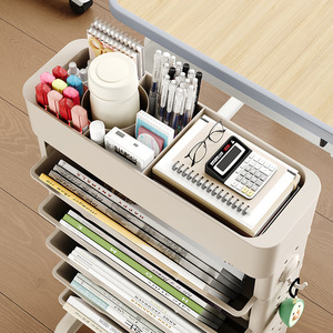 Multifunctional Bookshelf 5 Layers Gray Storage Cart With Wheels For Books And Stationery Office Organizer Easy Cleaning - Product Image 2