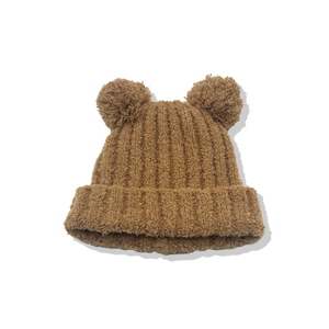 2025 nueva moda doble Pom invierno cálido gorros de ganchillo para niños gorras sombrero al aire libre - Product Image 1