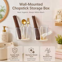 Support mural portable en plastique pour baguettes avec système de drainage pour cuisine et maison