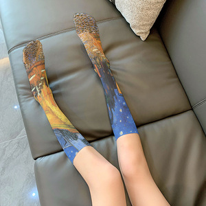 KTS202 OEM Personnalisé Genou Haute Célèbre Art Peinture Impression En Vrac En Gros Sublimation 3d Imprimé Faites Vos Propres <span class=keywords><strong>Chaussettes</strong></span> Pour Hommes Femmes - Product Image 2