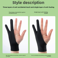 Gants de dessin artistique à deux doigts personnalisés en gros, anti-salissure, anti-transpiration, pour tablette, en plastique, pour l'art
