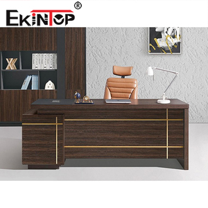 Ekintop en forma de L al por mayor de hierro melamina de madera escritorio de la computadora de oficina con estantería - Product Image 3