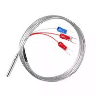 Probe Sensor Suhu PT100 RTD Kabel Berpelindung Perak Probe Suhu Tahan Air Baja Tahan Karat 304