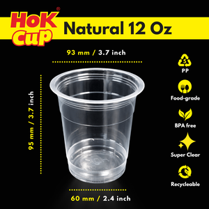 Vaso de Plástico PP de Polipropileno Biodegradable de Tamaño Mediano, Natural, 12 Oz, para Bebidas, Refrescos, Agua y Bebidas para Fiestas, Hecho en Indonesia - Product Image 6