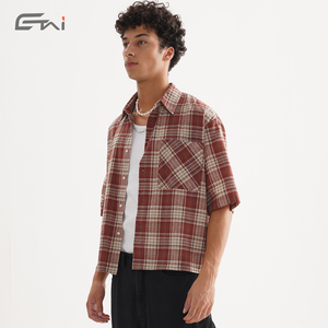 <span class=keywords><strong>Camicia</strong></span> a <span class=keywords><strong>Quadri</strong></span> in Cotone di Alta Qualità, <span class=keywords><strong>Manica</strong></span> <span class=keywords><strong>Corta</strong></span>, Taglio Corto, Stile Casual alla Moda per <span class=keywords><strong>Uomo</strong></span> - Product Image 3