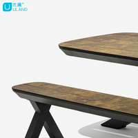 Mobilier de jardin extérieur Table à manger en métal et acier en forme de X Table basse en aluminium pieds meubles de patio chaise