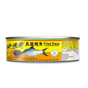 PRB Dace Frito com Feijão Preto Salgado 184g em óleo de Peixe Enlatado Tilapia Dace Pearl River Bridge Brand