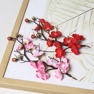 Fleurs artificielles en soie Lichao, branche de fleur de prunier, blanc, rose, rouge, décoration intérieure, branche unique, moulage par injection - Product Image 2