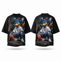 T-shirt imprimé décontracté à manches courtes et col rond en coton 100% tricoté, 300 grammes, motif vierge, coupe lourde, MIXED EMOTION