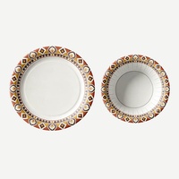 Assiettes et bols jetables de style bohème, écologiques, résistants à l'eau et compatibles micro-ondes, pour fêtes et mariages, 6, 8, 9, 10, 12 pouces