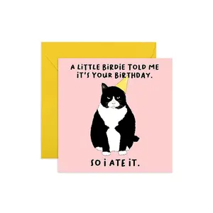 Открытки с принтом на заказ, квадратная заготовка внутри, забавная Милая кошка, открытка на день рождения оптом с конвертом