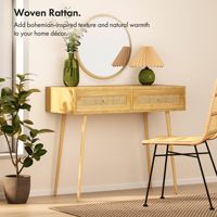 Combohome coiffeuse avec tiroirs en rotin naturel chambre à coucher vanité bureau de rangement pour maquillage couloir ou salon Console Table