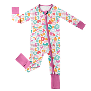 Disesuaikan kotak-kotak cetak bunga bambu bayi perempuan Romper Zippy tidur piyama anak-anak konversi Footie Romper - Product Image 4