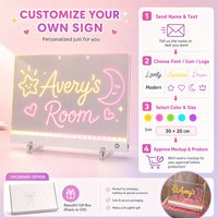 Tableau d'écriture réutilisable en gros, tableau de dessin LED magique transparent (inclut 7 stylos lumineux), tableau de messages lumineux avec stylo