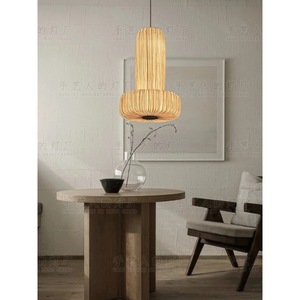 Japanese Wabi Sabi Style Pendant <b>Light</b> 55cm Diameter 65cm Height LED Round Chandelier For <b>Dining</b> Room Living Room Hotel Tea Room - Product Image 5