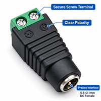 Adaptateur de prise d'alimentation femelle DC 5,5x2,1 mm à bornes à vis, 2 broches, pour CCTV, bande LED, connecteur d'alimentation basse tension
