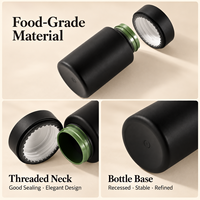 Flacon de 100 ml en PET noir mat pour capsules de suppléments vitaminiques, pot en plastique de qualité alimentaire avec bouchon à vis, logo personnalisé