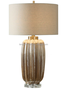 Modern USA and UK Design Shinny Grey Glass Table Lamp with Crystal Base - Product Image 3