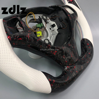 Volant en cuir perforé blanc personnalisé avec LED et fibre de carbone forgée pour BMW E36 E90 E92 E70 E84 E85 E89 E60 E39 2015 2017