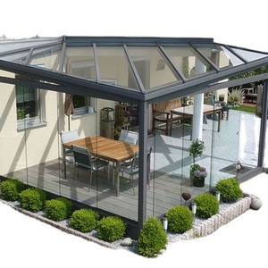Véranda moderne en aluminium et verre pour l'extérieur avec toit plat pour villa, hôtel ou hall Style français pour l'extérieur - Product Image 2