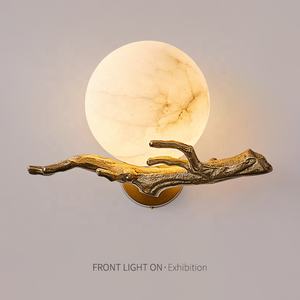 克利古典月亮设计铜大理石壁灯发光二极管黄铜壁灯酒店客厅装饰灯室内照明 - Product Image 4