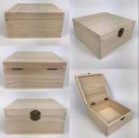 Boîte en bois avec couvercle, coffret en bois brut, petite boîte en pin non fini, emballage pour souvenirs, boîte de rangement en bois avec loquet