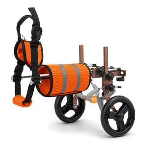 Silla de Ruedas Ajustable para Perros, Arnés de Aluminio para Movilidad con Carrito de Soporte Naranja y Correa - Product Image 3
