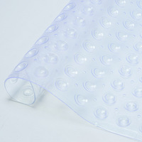 Tapis de bain carré transparent moderne 21 x 21 cm, design antidérapant robuste, pour toilettes et accessoires, avec ondulations stables, en PVC, pour douche et salle de bain