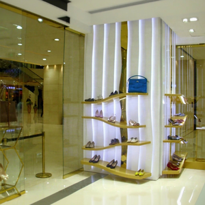 Customized High End Glass Metal <b>Shoe</b> <b>Display</b> Furniture | Retail Store Showcase for Mall Interior Design - Product Image 1